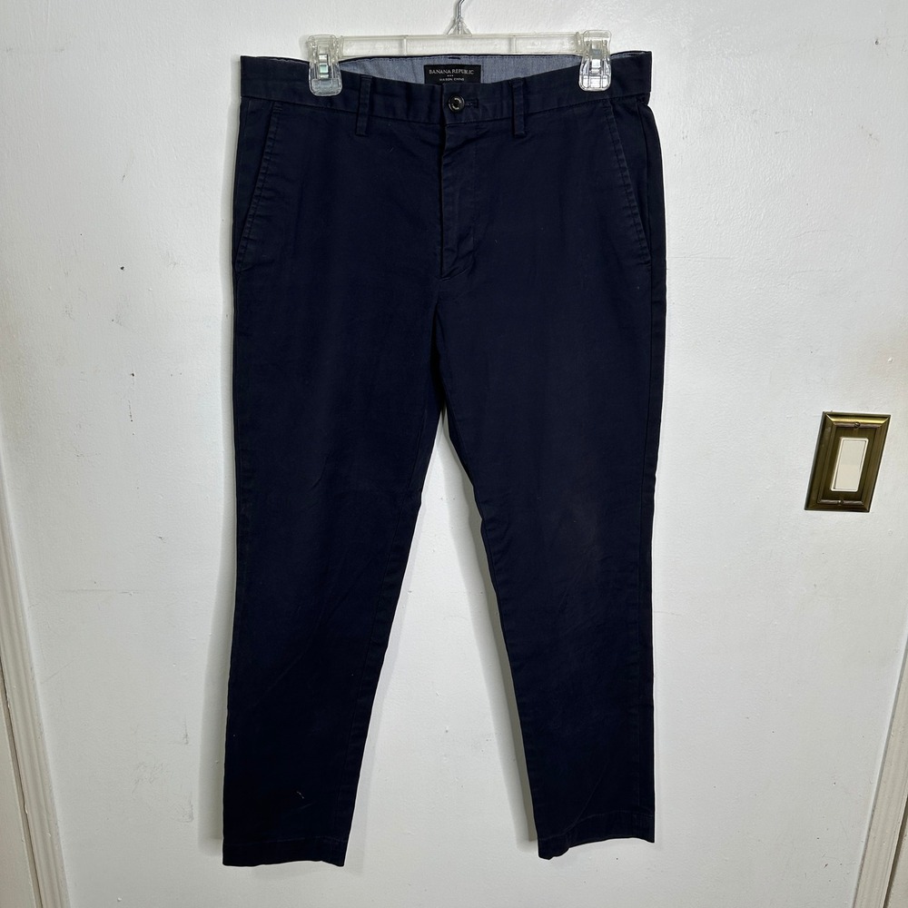 Banana Republic‎ Mason Chino Mens 31x30 Navy Blue Athletic Tapered Fit Pants